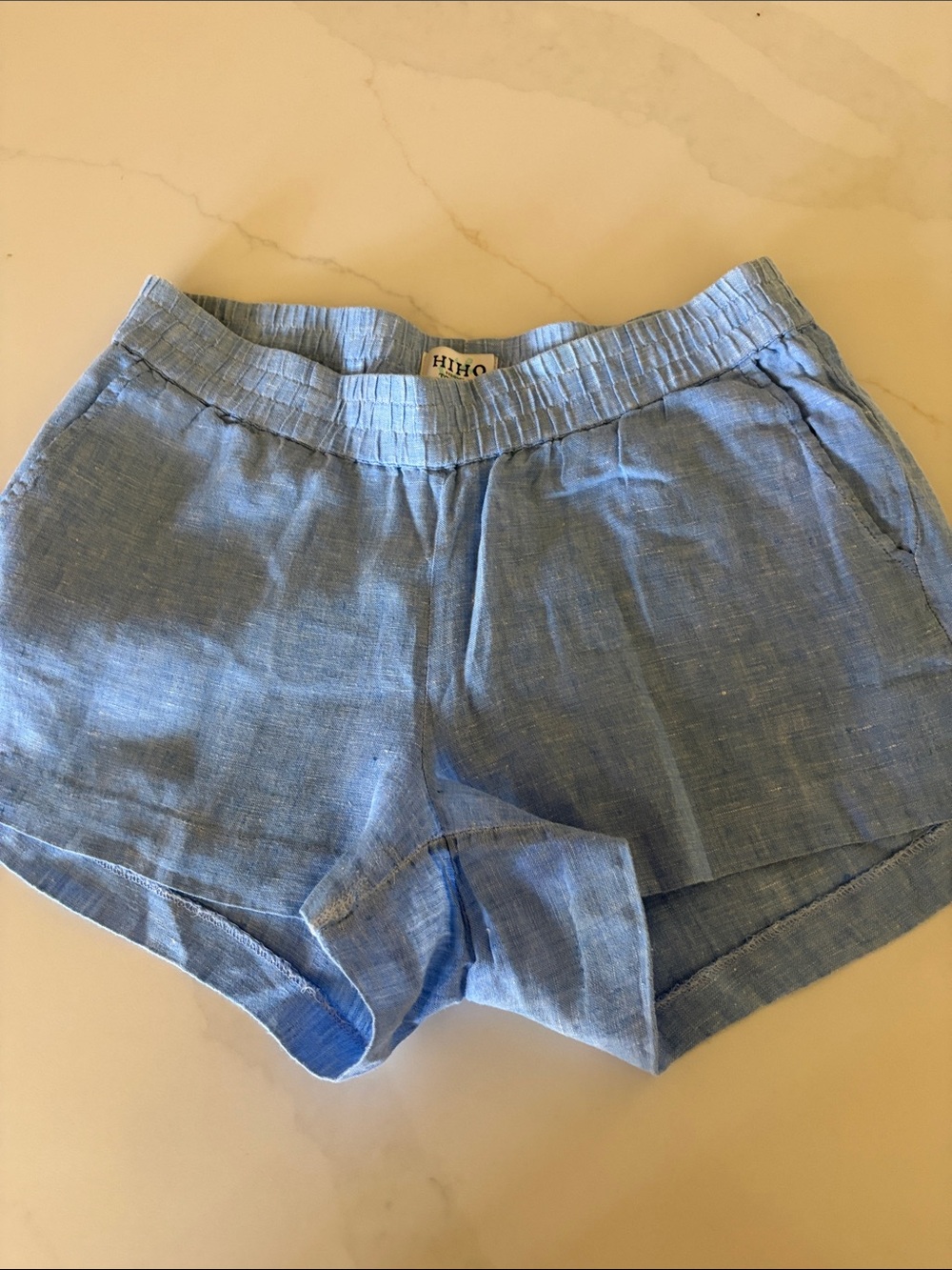 HIHO Light Blue Athletic Linen-Blend Women's Shorts